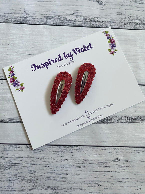 5.5cm Snap Set - Dark Red Glitter