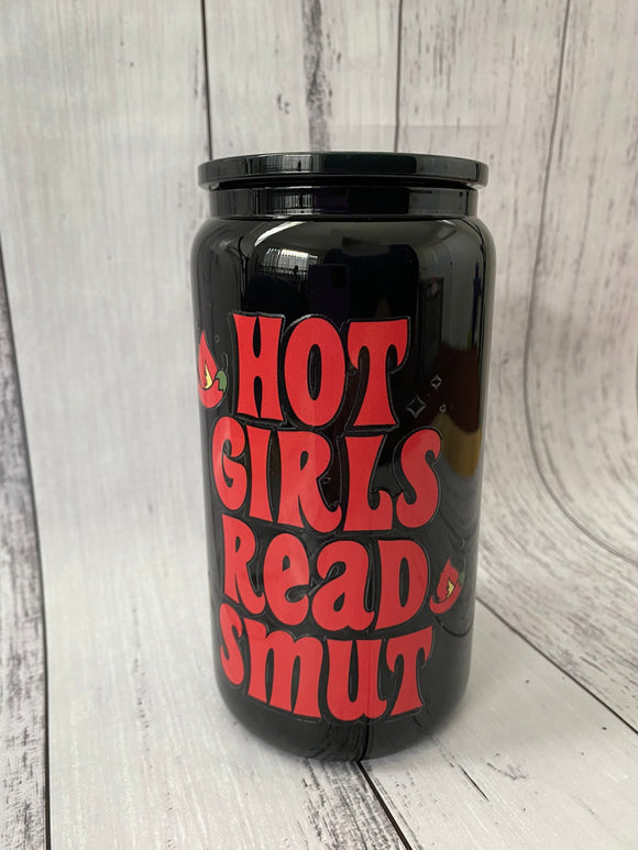 16oz Glass cup - Hot Girls Read Smut