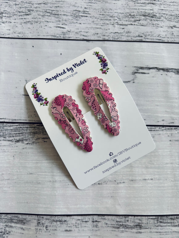 5.5cm Snap Set - Pink Dino Party