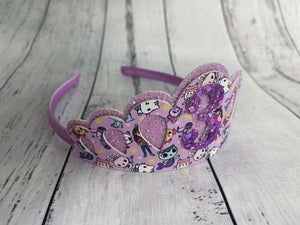 Birthday Tiara headband - 3 Gabby Purple