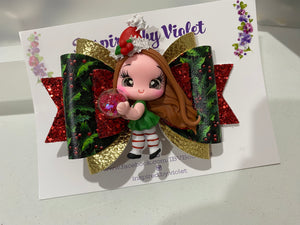 4.5" Violet bow - Holly Girl - on clip