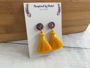 Dangle Earrings - Yellow Tassels