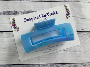 10.5cm Rectangle Claw Clip - Blue Sheen