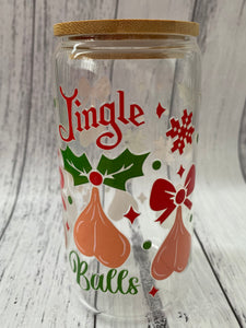 16oz Glass cup - Jingle Balls