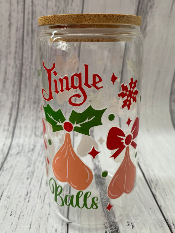 16oz Glass cup - Jingle Balls