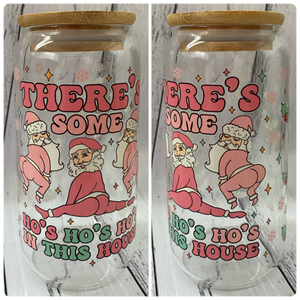 16oz Glass cup - Ho Ho Hos