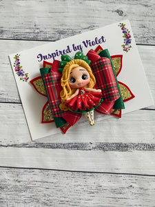 4.5" Bella Clay bow - Tartan Blonde