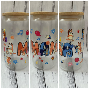 16oz Glass cup - Mama Dog