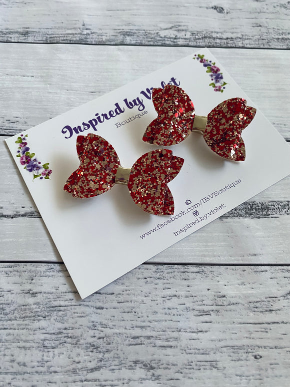 2.5” Sophia Piggy set - Red & Gold Glitter