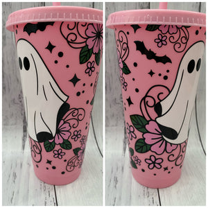 FAULTY LID - 24oz tapered plastic cup - Floral Ghost