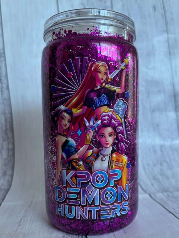 16oz plastic snow globe cup - Demon Hunters