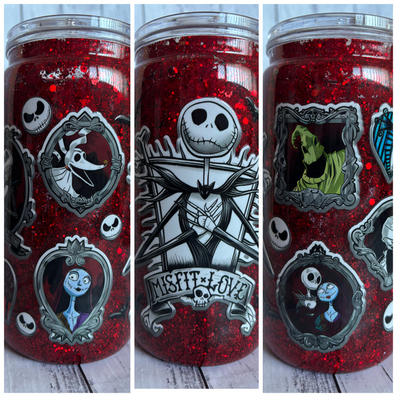 16oz plastic snow globe cup - Pumpkin King