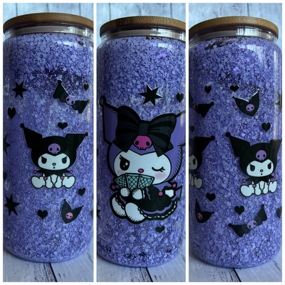 16oz Glass Snow Globe cup - Kuromi
