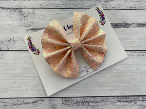 4” Faith Bow - Bling Pastel Apricot