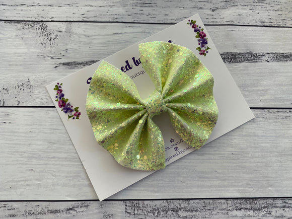 4” Faith Bow - Bling Pastel Lime