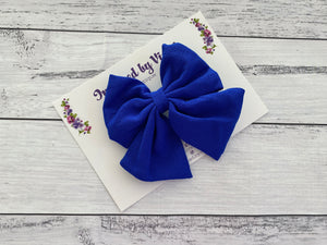 4” Fabric bow on Clip - Royal Blue