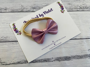 2.7” Chloe mini Bow on band - Pink Lilac Shimmer