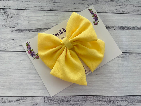 4” Fabric bow on Clip - Yellow