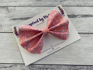 5” Chloe Bow - Pink & Blue combo Glitter