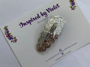 7.5cm Snap - Silver Glitter