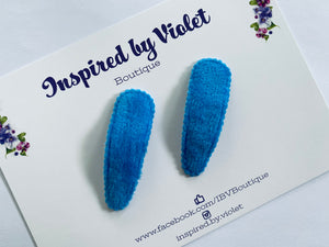 5cm Furry Fabric snap clip set of 2 - Blue