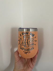 Coffee & Sarcasm Insulated cup - Apricot 330mL