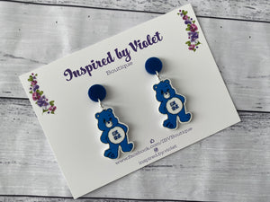 Dangle Earrings - Swear Bear Blue Eat