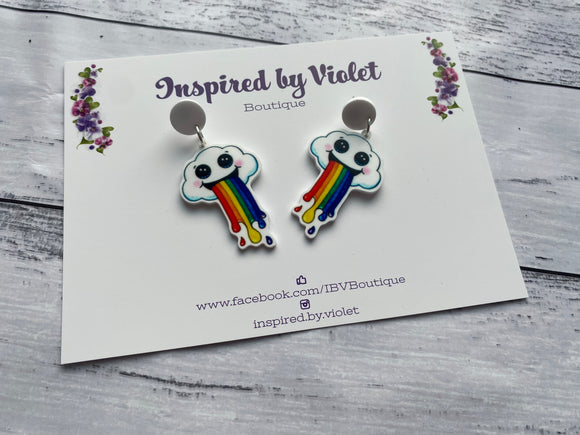 Dangle Earrings - Rainbow Vomit