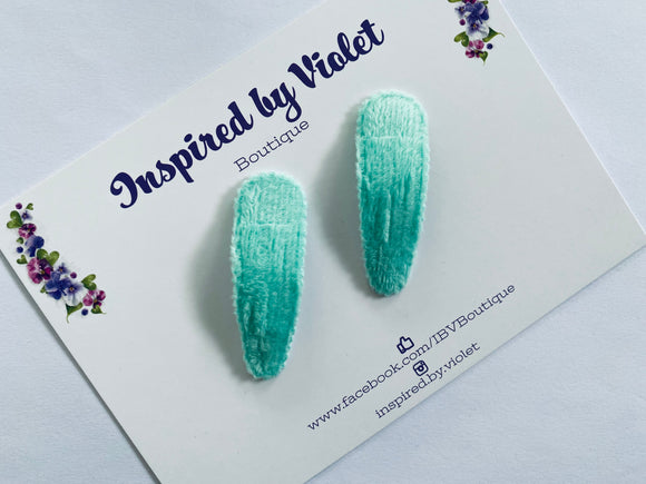 5cm Furry Fabric snap clip set of 2 - Mint