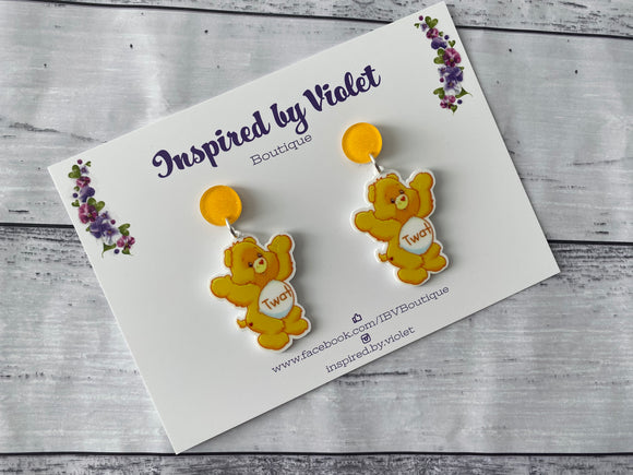 Dangle Earrings - Swear Bear Yellow