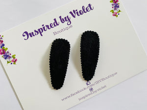 5cm Furry Fabric snap clip set of 2 - Black