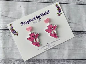 Dangle Earrings - Swear Bear Pink Kiss